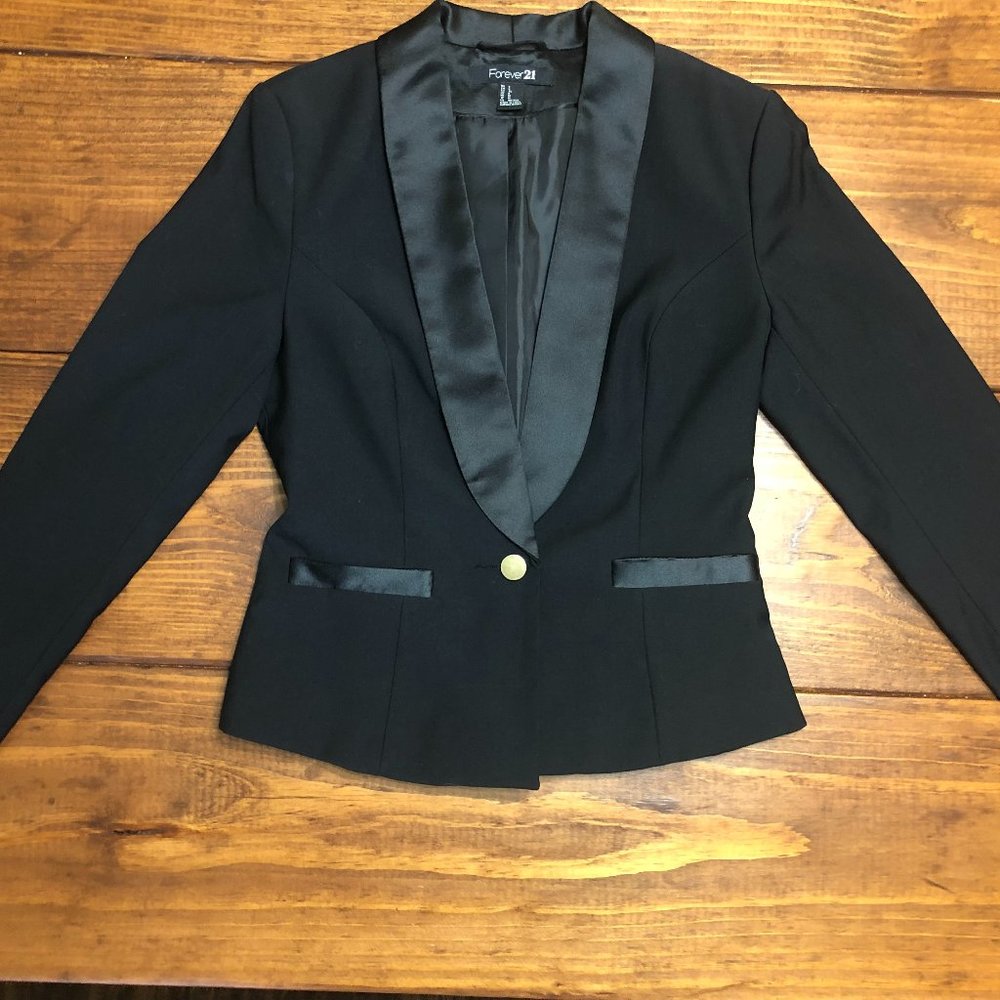 Black Blazer with Gold Buttons - Women's Forever 21, Size 6